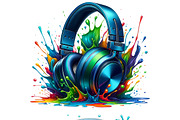 Color Splash Headphones PNG Set, a Technology Illustration by DoubleTwists (Thumbnail 5 of 5)