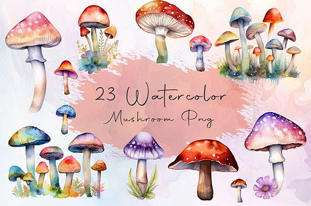 Watercolor mushroom clipart