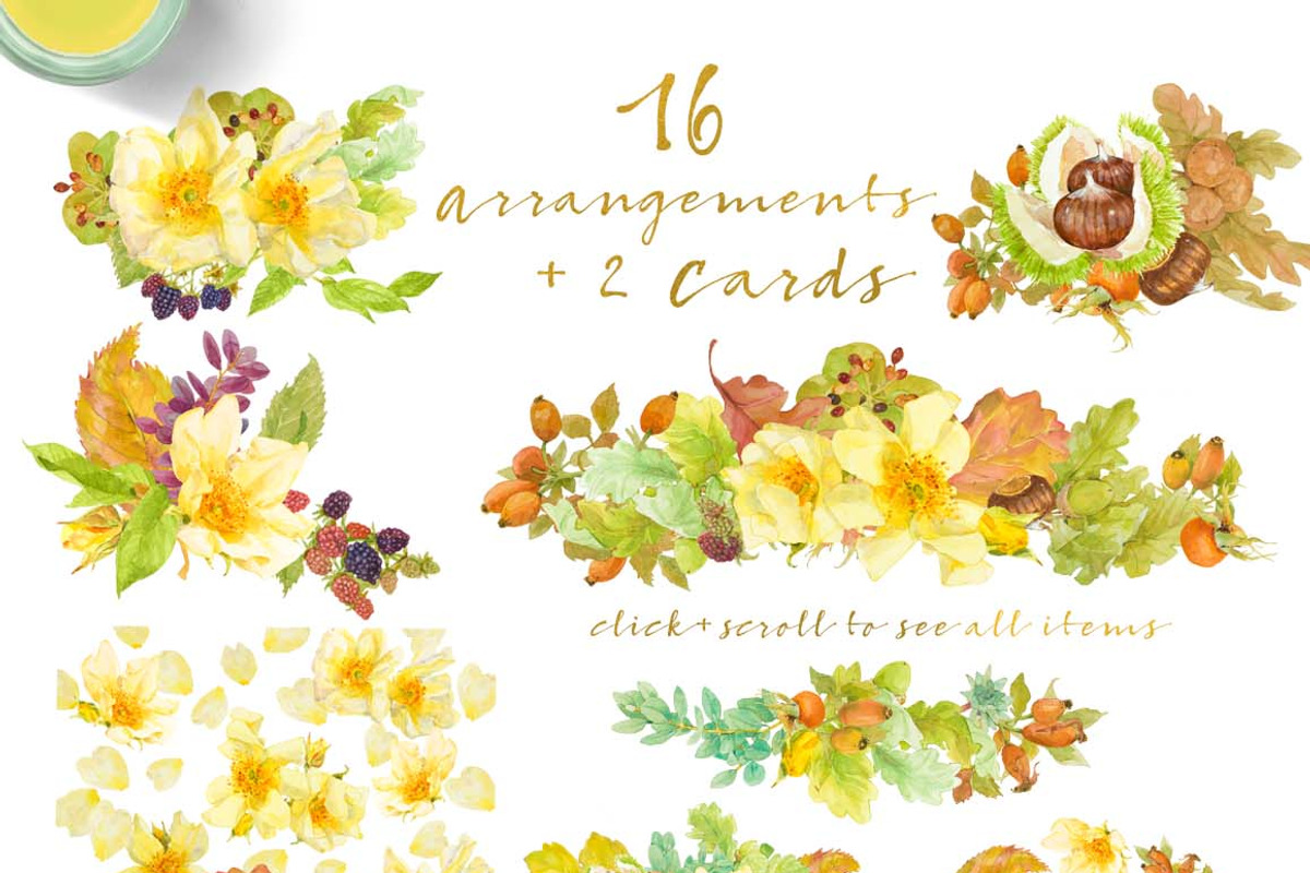 0406 Roses&Succulents&Fall Leaves, a Work Illustration by watercolorwild.graphics (Photo 6 of 10)