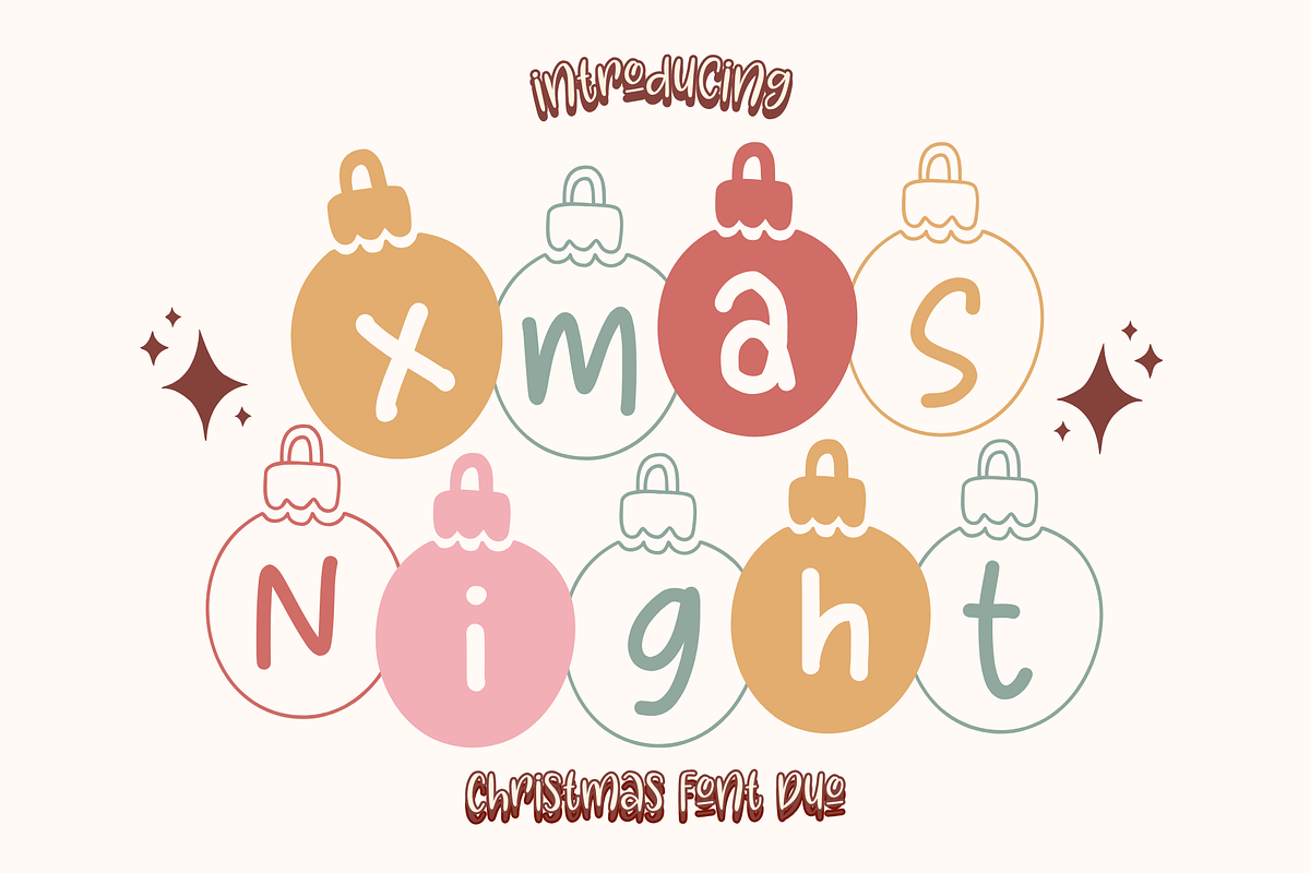 Xmas Night is a display font, a Handwritten Font by Brown Cupple (Photo 1 of 6)