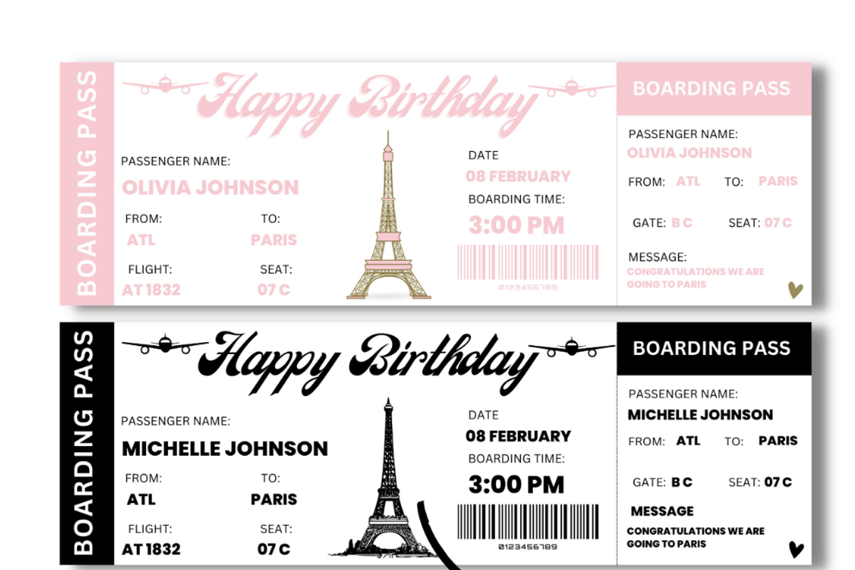 Happy Birthday Boarding Pass, a Card Template by YasdeyDesigns (Photo 2 of 8)
