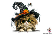 Witch Cat Clipart PNG Bundle, an Illustration by Clipart Bloom (Thumbnail 6 of 14)
