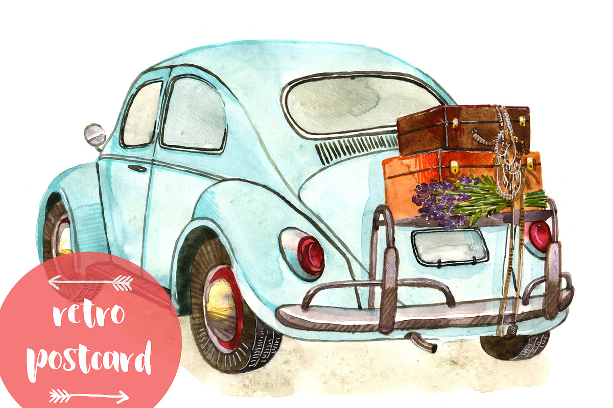 Retro car, an Illustration by Vavavka