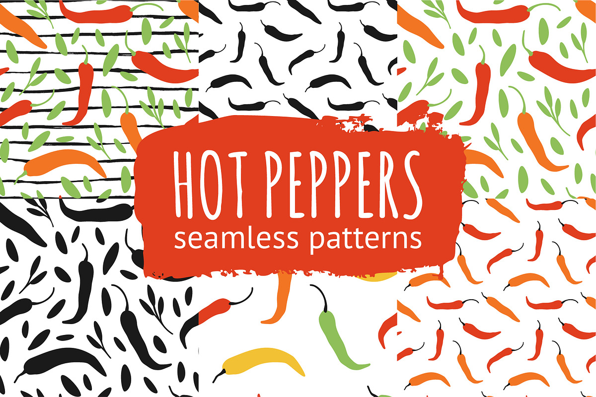 10 Hot Peppers seamless patterns, a Pattern Graphic by Midstream (Photo 1 of 4)