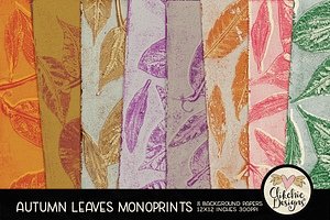 Autumn Leaves Monoprint Backgrounds