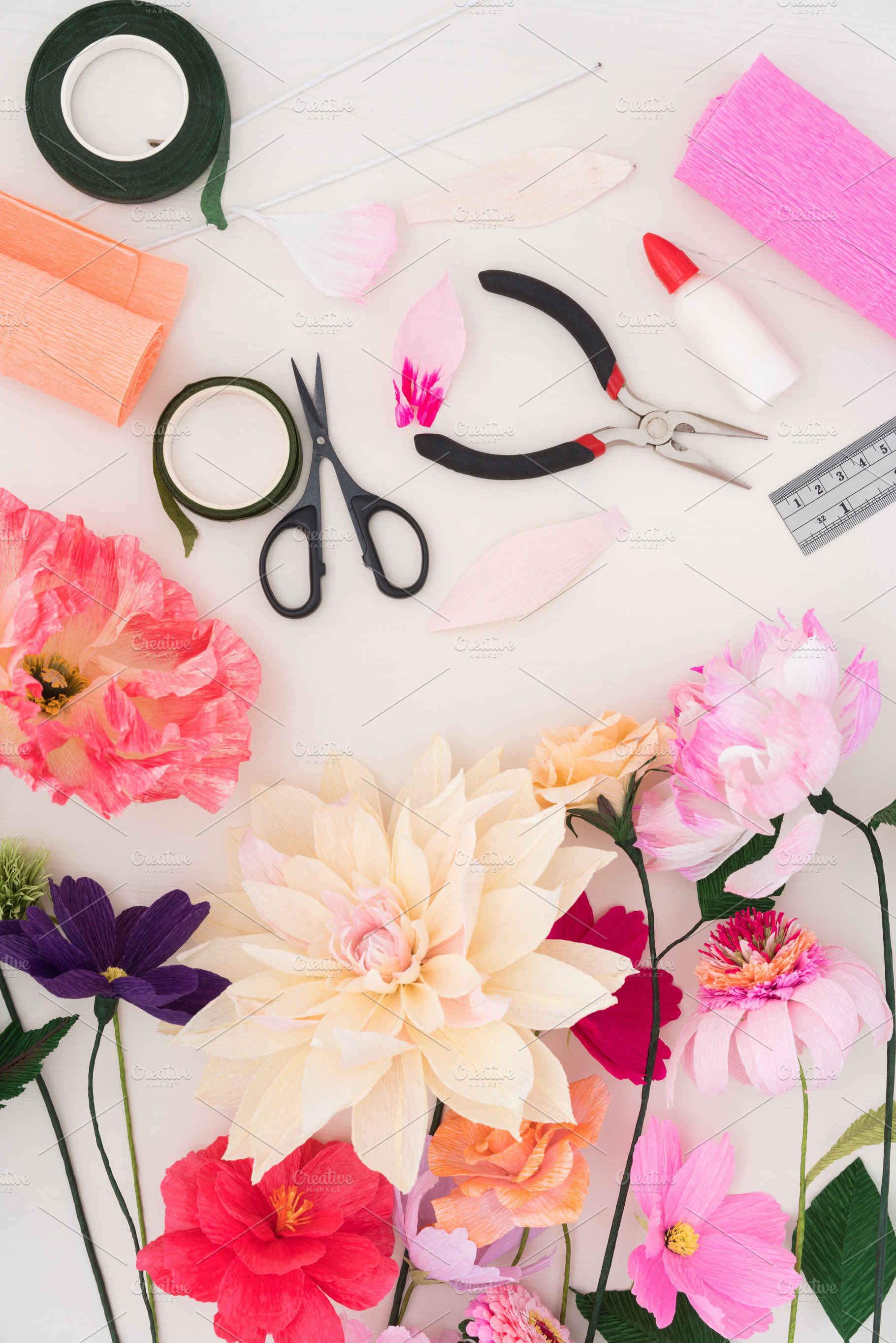 Making paper flowers featuring echinacea, rose, and peony, an Arts & Entertainment Photo by Elisabeth Cölfen