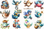 Watercolor Funny Birds Clipart, an Illustration by OK Design (Thumbnail 3 of 5)
