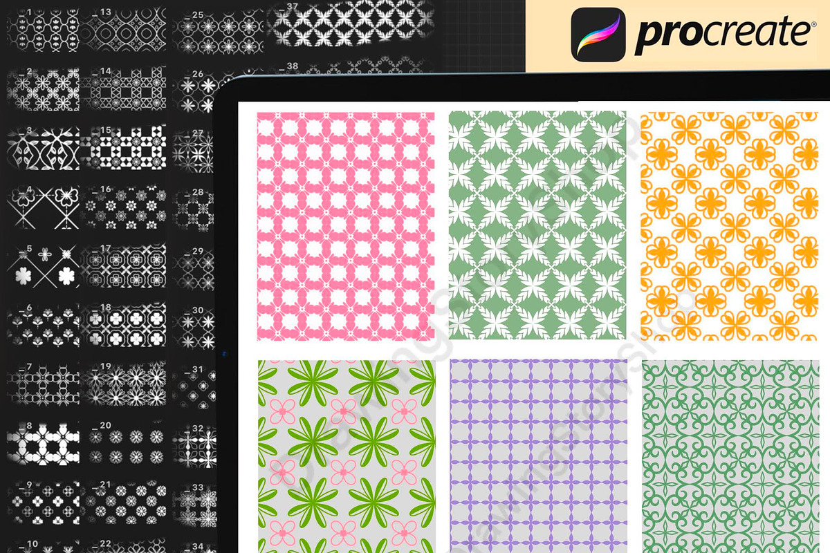 Procreate Floral Geometric Seamless, a Brush Add-On by DrawingStoryShop (Photo 2 of 6)