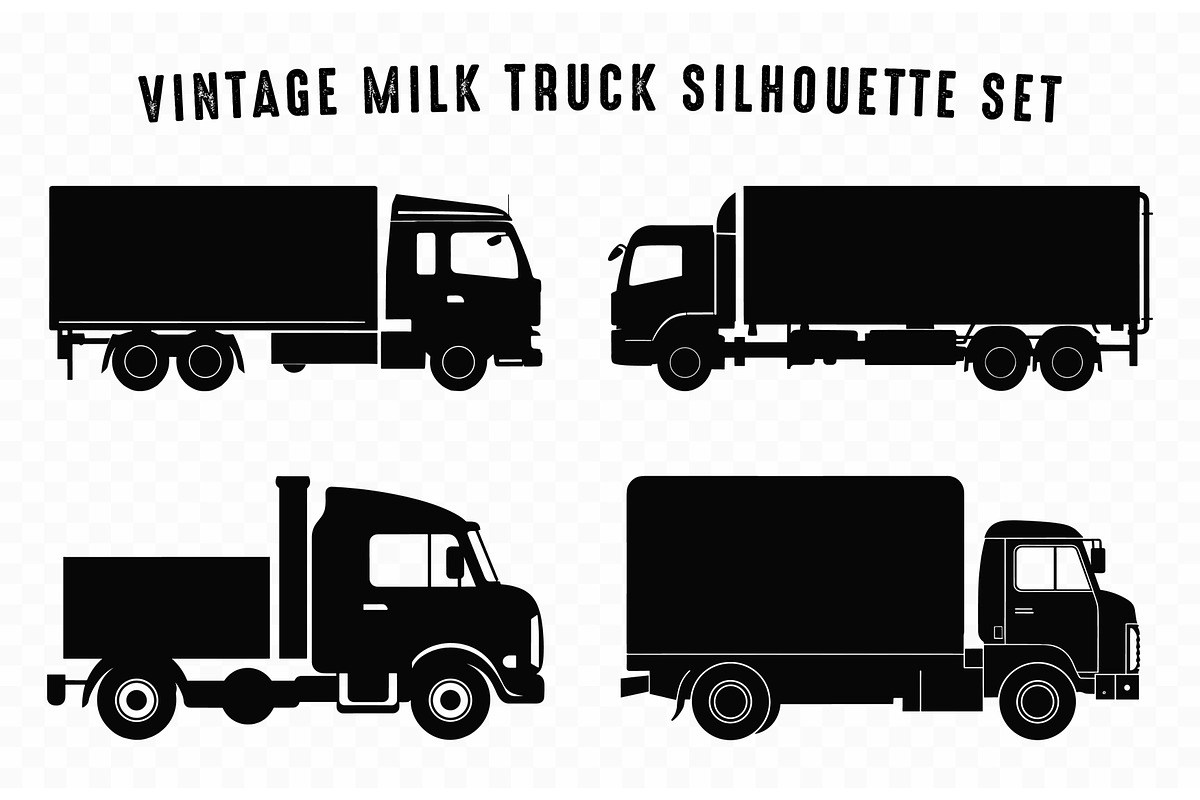 Vintage Milk Truck Silhouette Set, a Transportation Illustration by Gfx Expert Team (Photo 3 of 3)
