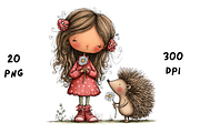 Whimsical Floral Girl & Hedgehog, an Animal Illustration by GiraffeCreative (Thumbnail 14 of 20)