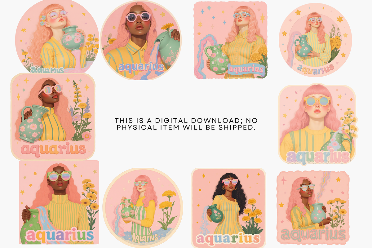 Aquarius Soulvisions Sticker Set, an Object Graphic by Jakayla Digital Co (Photo 5 of 7)