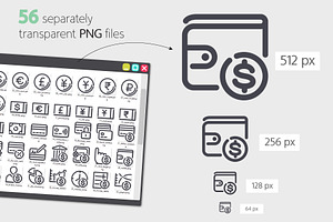 Money Line Icons Set