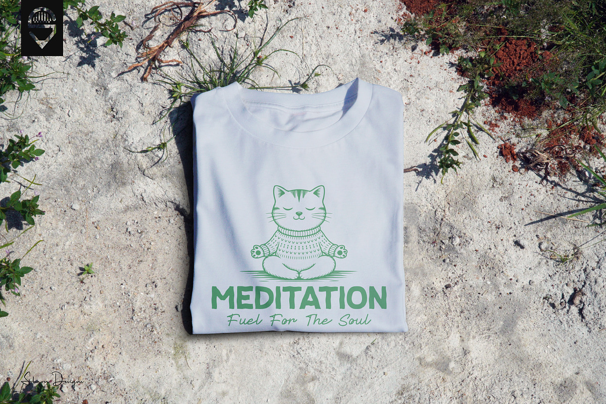 Cute Meditating Cat T-shirt Design, a Graphic by shaondesigns (Photo 6 of 6)