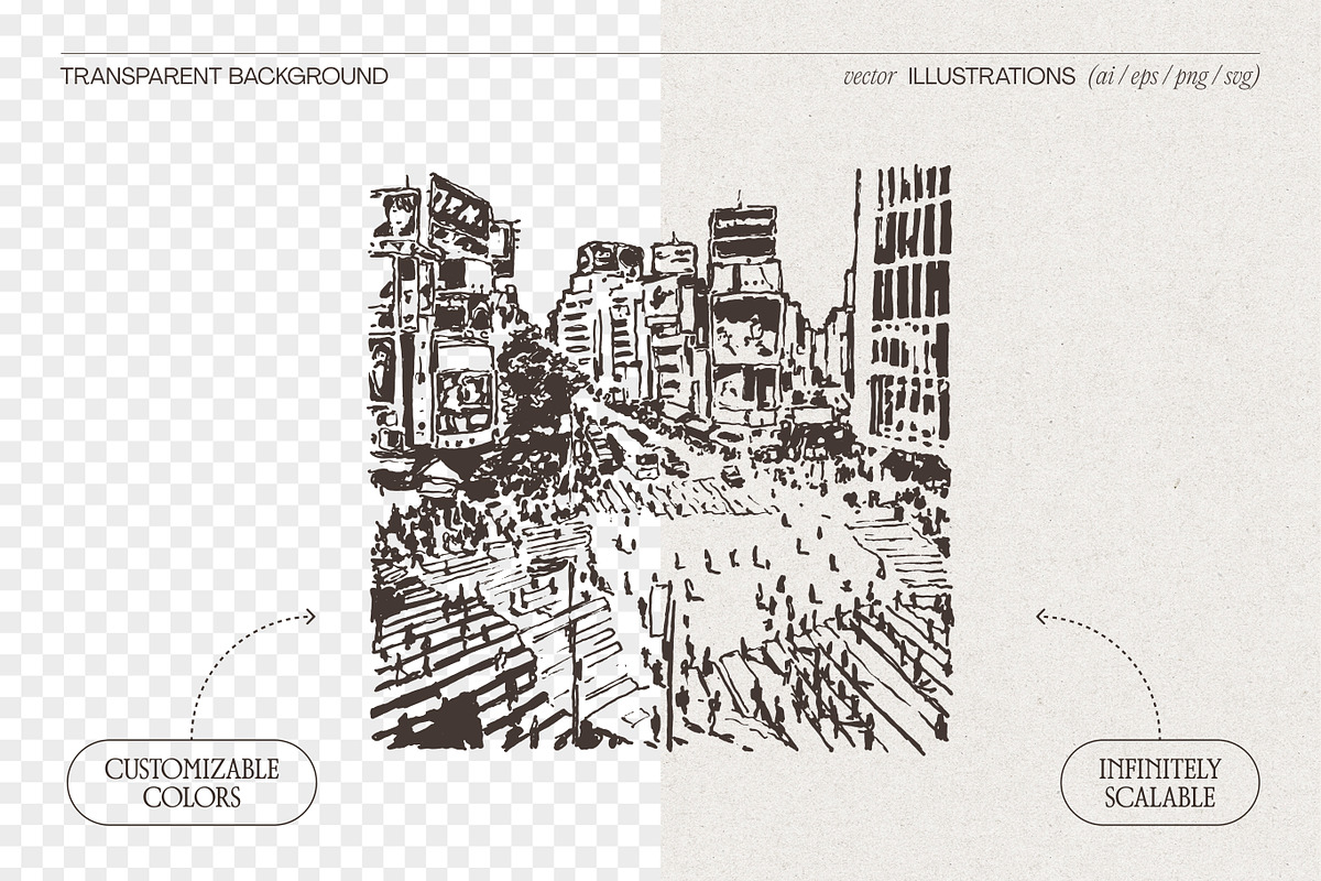 Tokyo Streets Crossing Sketches, a Work Illustration by TheMountBirdStudio (Photo 2 of 7)