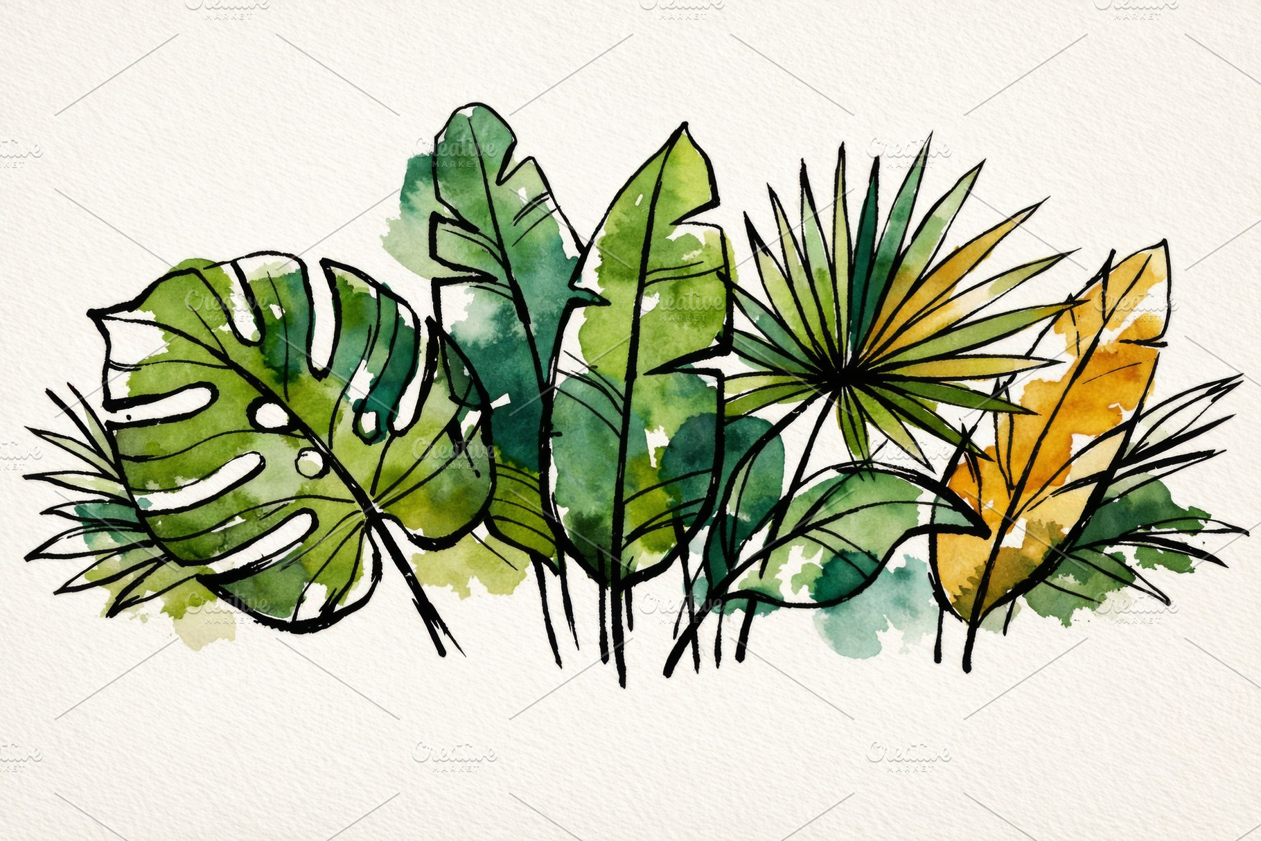 Botanical watercolor illustration fe, a Photo by Dvoevnore photos