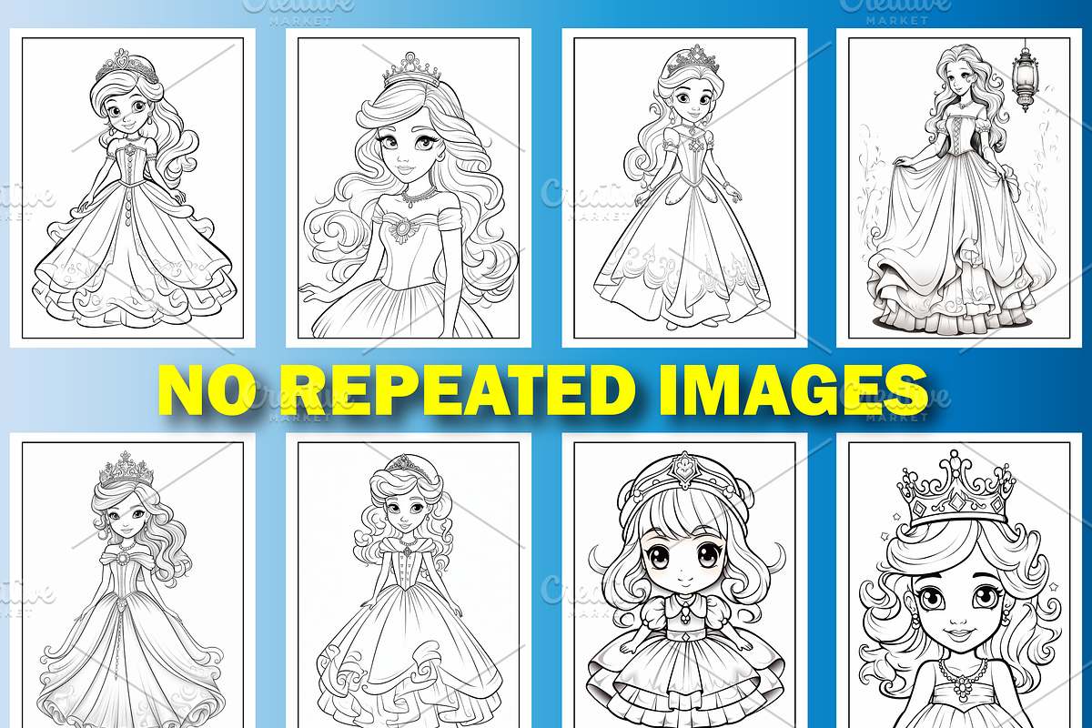 Cute Princess Coloring Pages for Kid, a Stationery Template by Design Station (Photo 2 of 6)