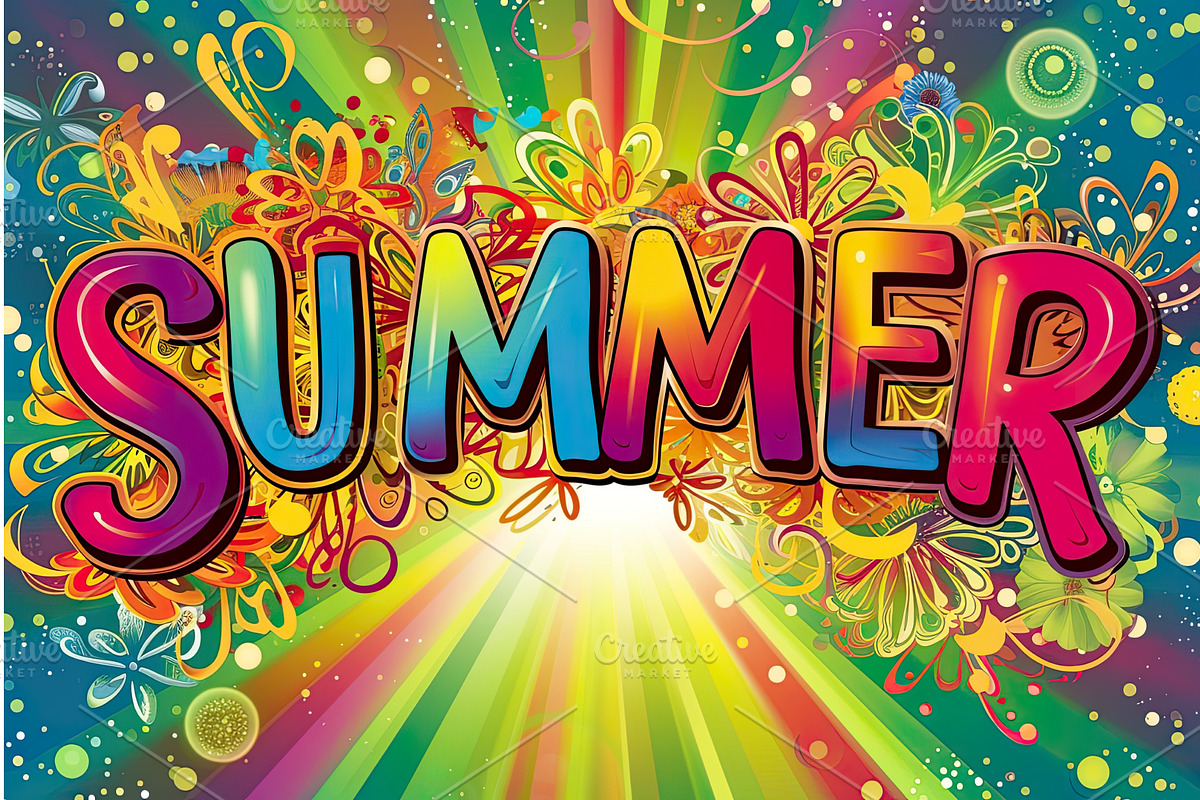 Vibrant lettering of Summer against, an Illustration by Lermont51