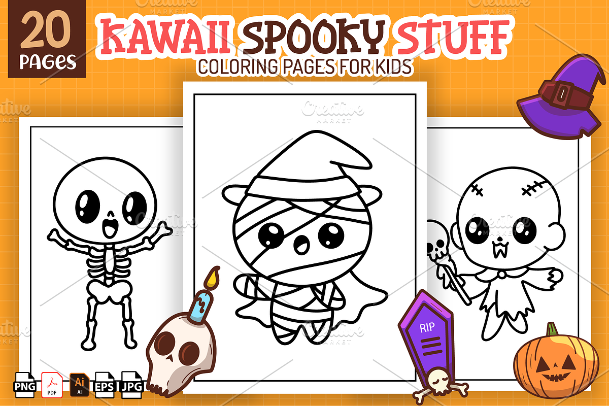 Cute Spooky Stuff Coloring Pages kid, an Object Illustration by Sultana177 (Photo 1 of 3)