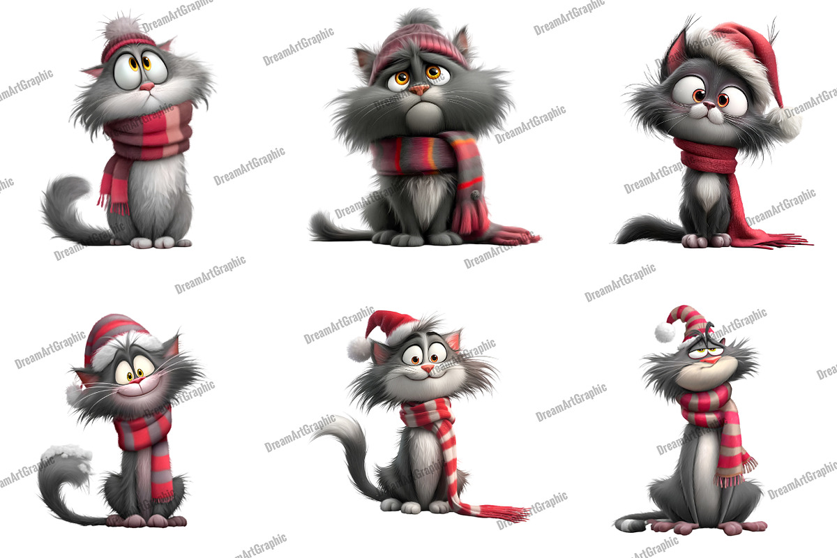 Whimsical Cat, Quirky Christmas, an Illustration by DreamArtGraphic (Photo 4 of 5)
