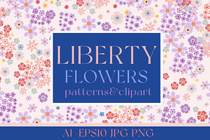Ditsy vector flower patterns,clipart, a Pattern Graphic by FleurArt