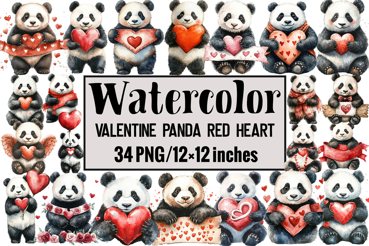 Valentine Panda Red Heart, an Illustration by Design Market (Photo 1 of 3)