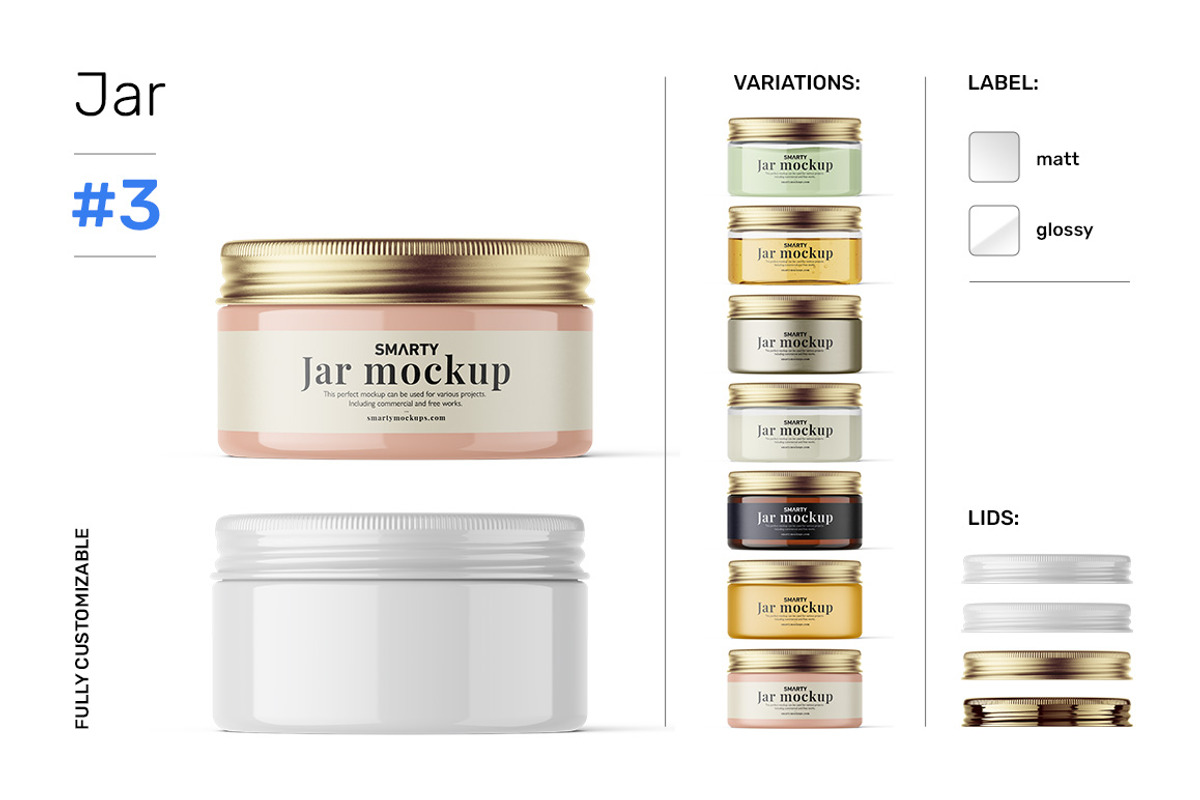 Cosmetic jar mockups bundle, a Packaging Mockup by Smarty Mockups (Photo 8 of 28)