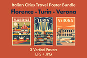 Italian Cities Travel Poster Bundle, an Illustration by rarrarorro (Thumbnail 1 of 5)
