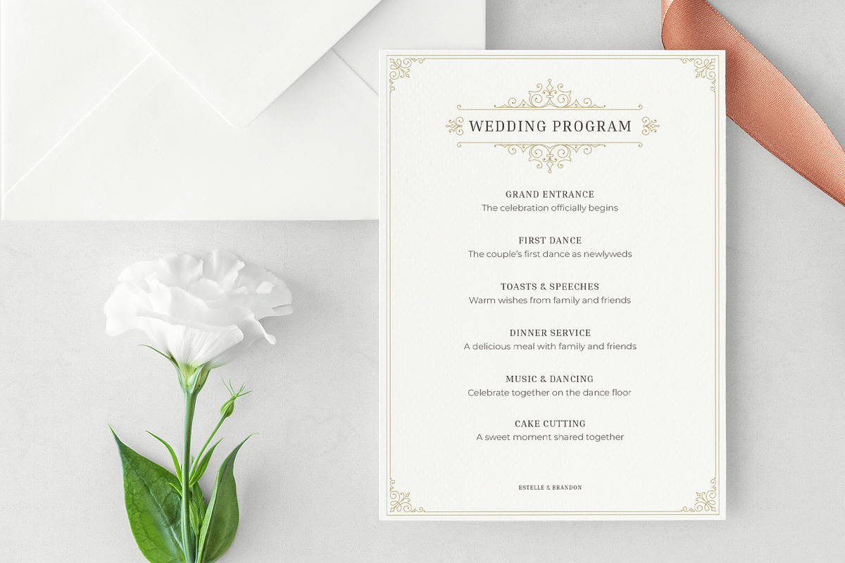 Vintage Wedding Program Template, a Stationery Template by Vasya Kobelev (Photo 4 of 7)