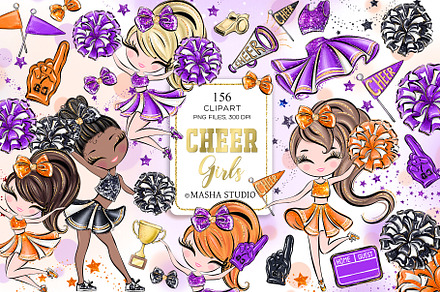 Cheerleader Hand Drawn Clipart, a Sport Illustration by Masha  Studio