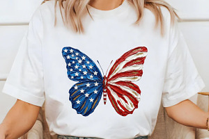 Brushstroke Patriotic Butterfly Png, an Illustration by designcity5