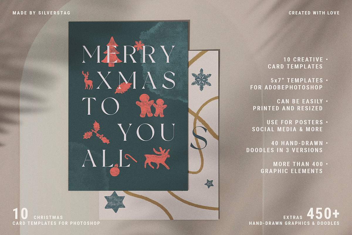 Christmas Card Templates & Extras, a Card Template by SilverStag Type Foundry (Photo 8 of 20)