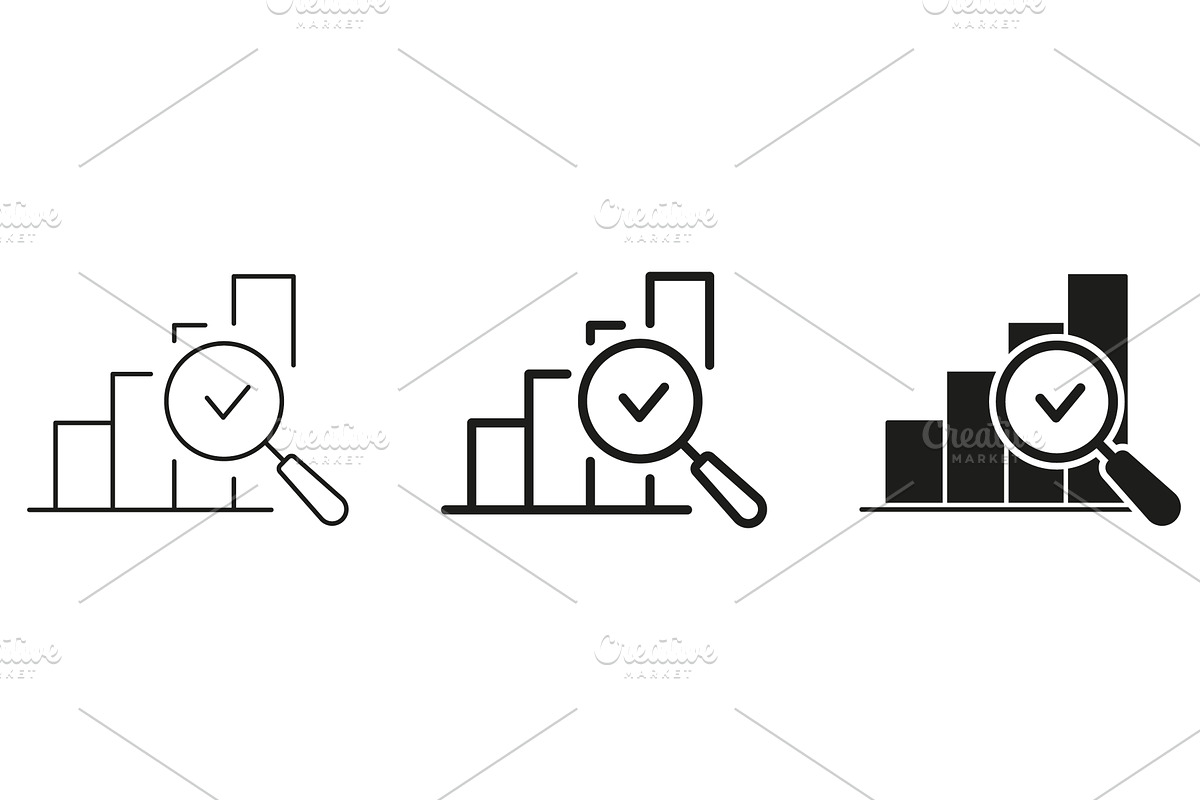 Bar Chart With Magnifying Glass Icon, a Finance Illustration by Gentle Studio