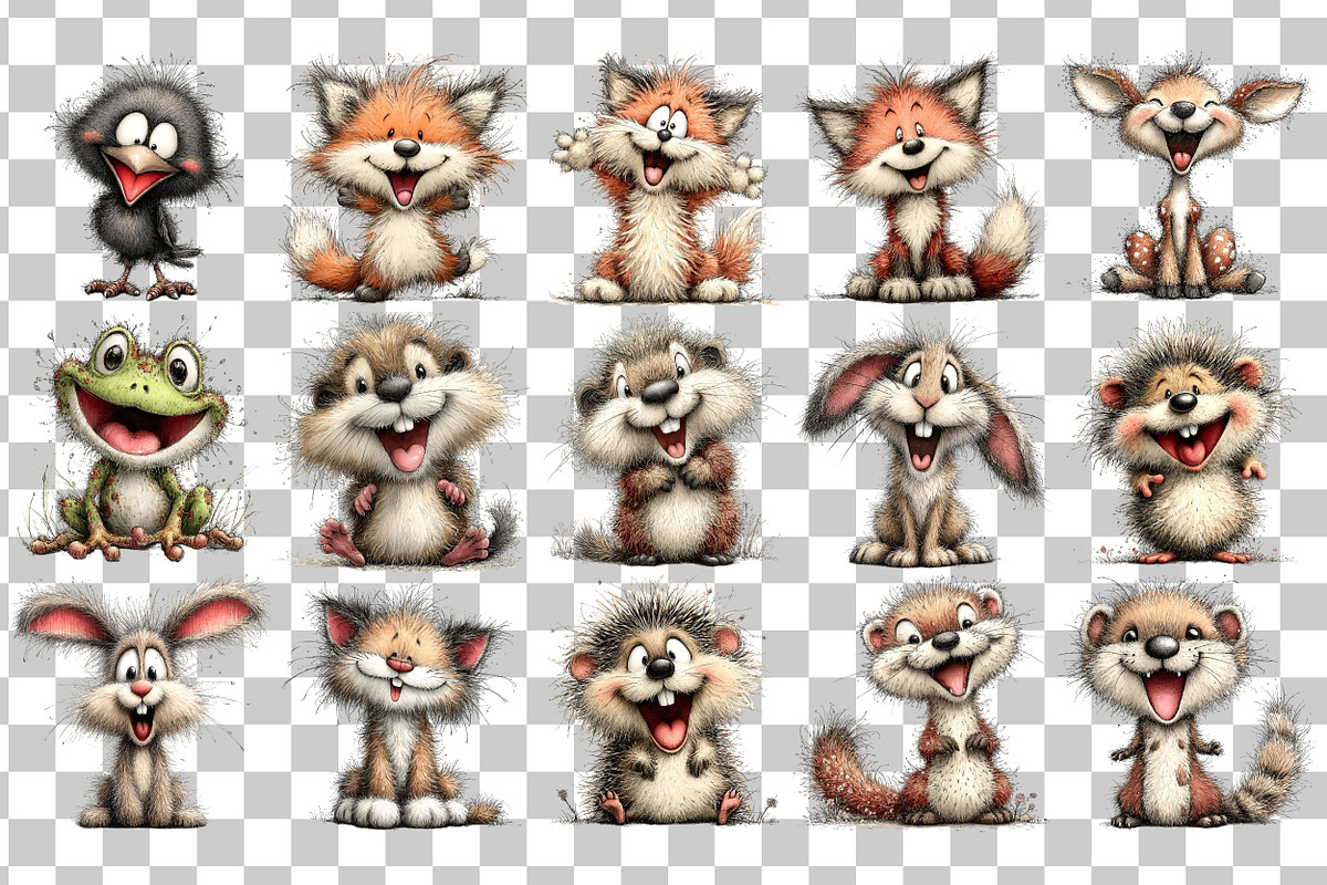 Quirky Woodland PNG Clipart Bundle, an Animal Illustration by Nicolle's Colorful Art (Photo 3 of 5)