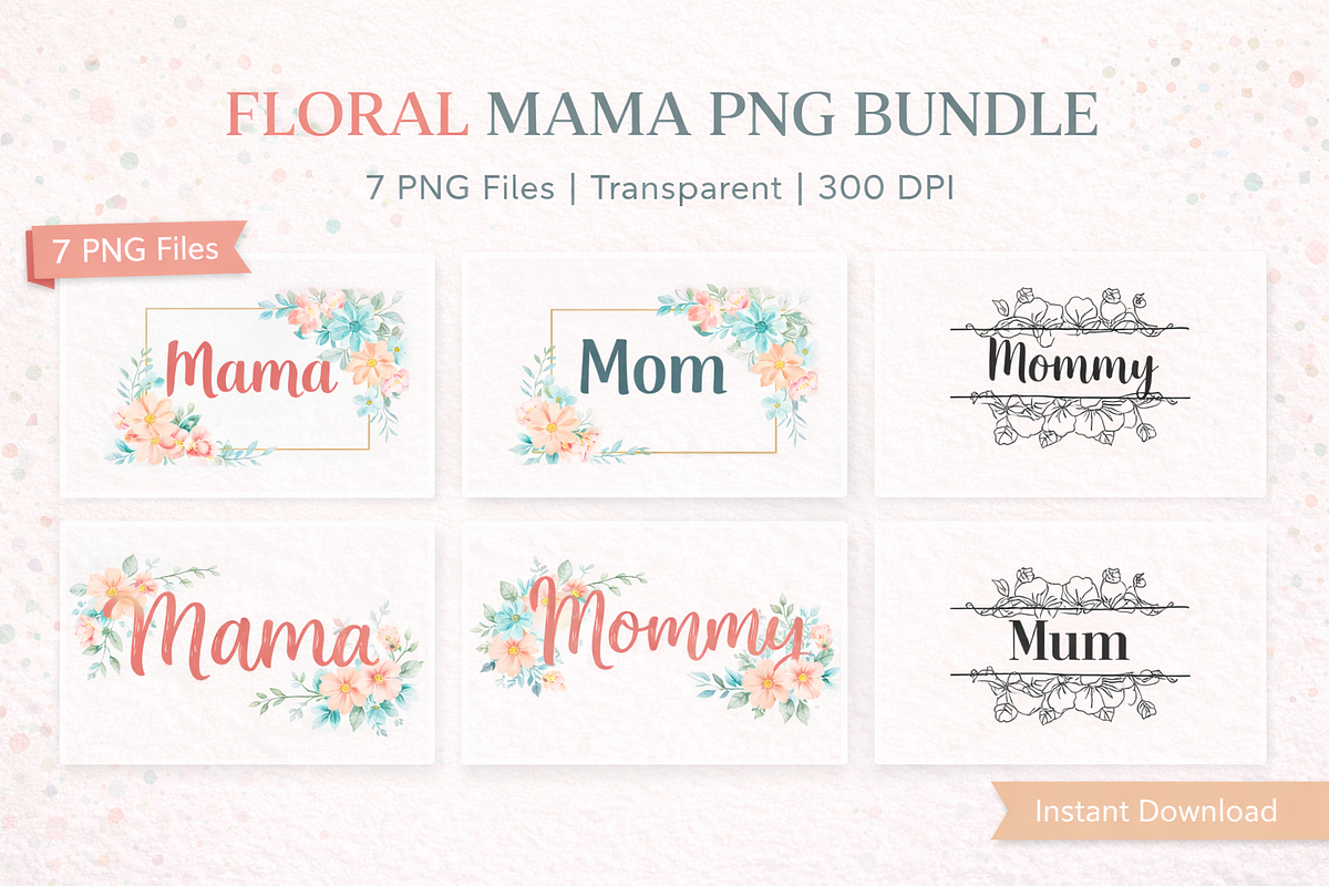 Floral Mama Monogram PNG Bundle, an Object Graphic by MIRoots Design Studio (Photo 1 of 4)