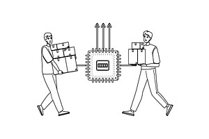 inventory vendor management vector, a Person Illustration by pikepicture