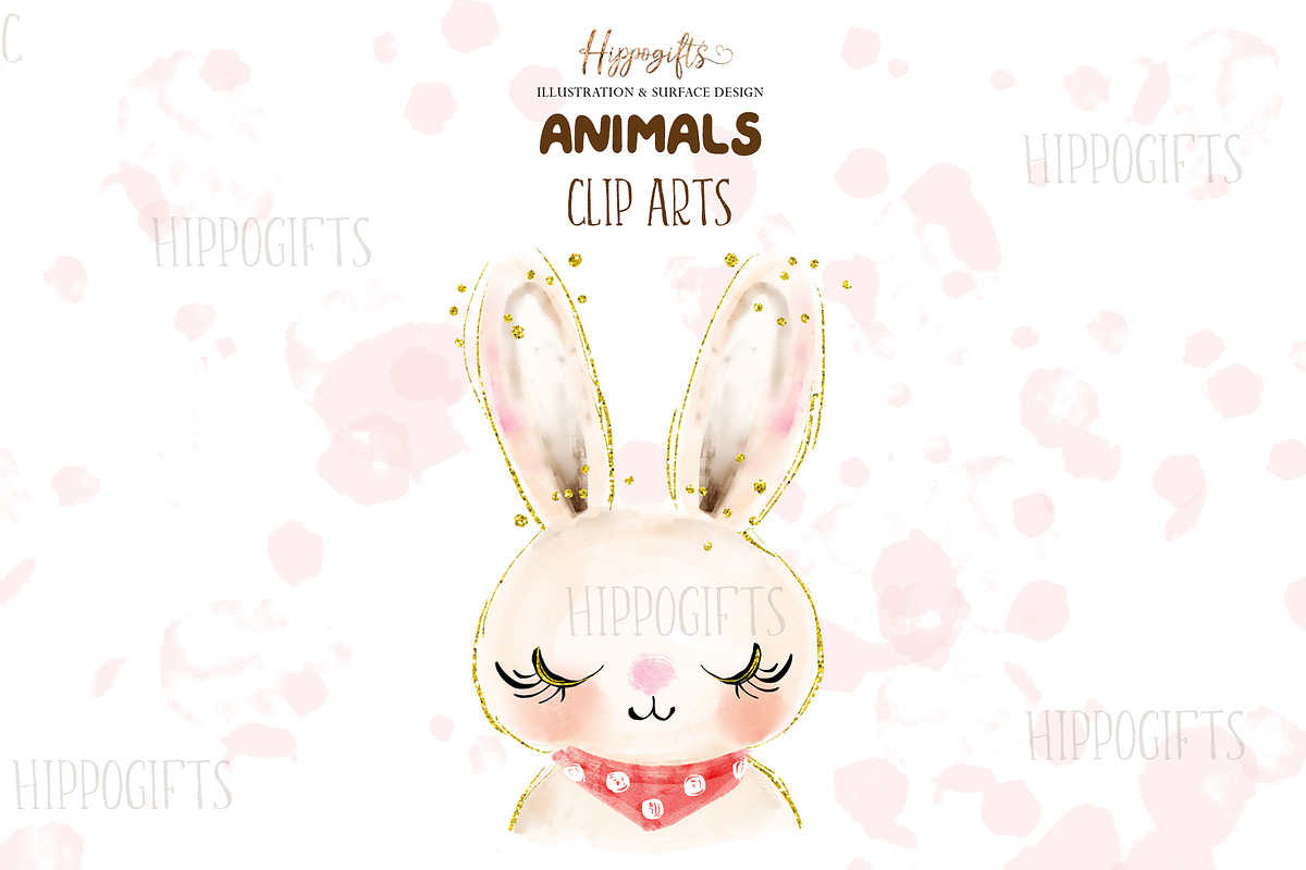 Watercolor animals cliparts, an Animal Illustration by TheHappyGiftArt (Photo 2 of 6)