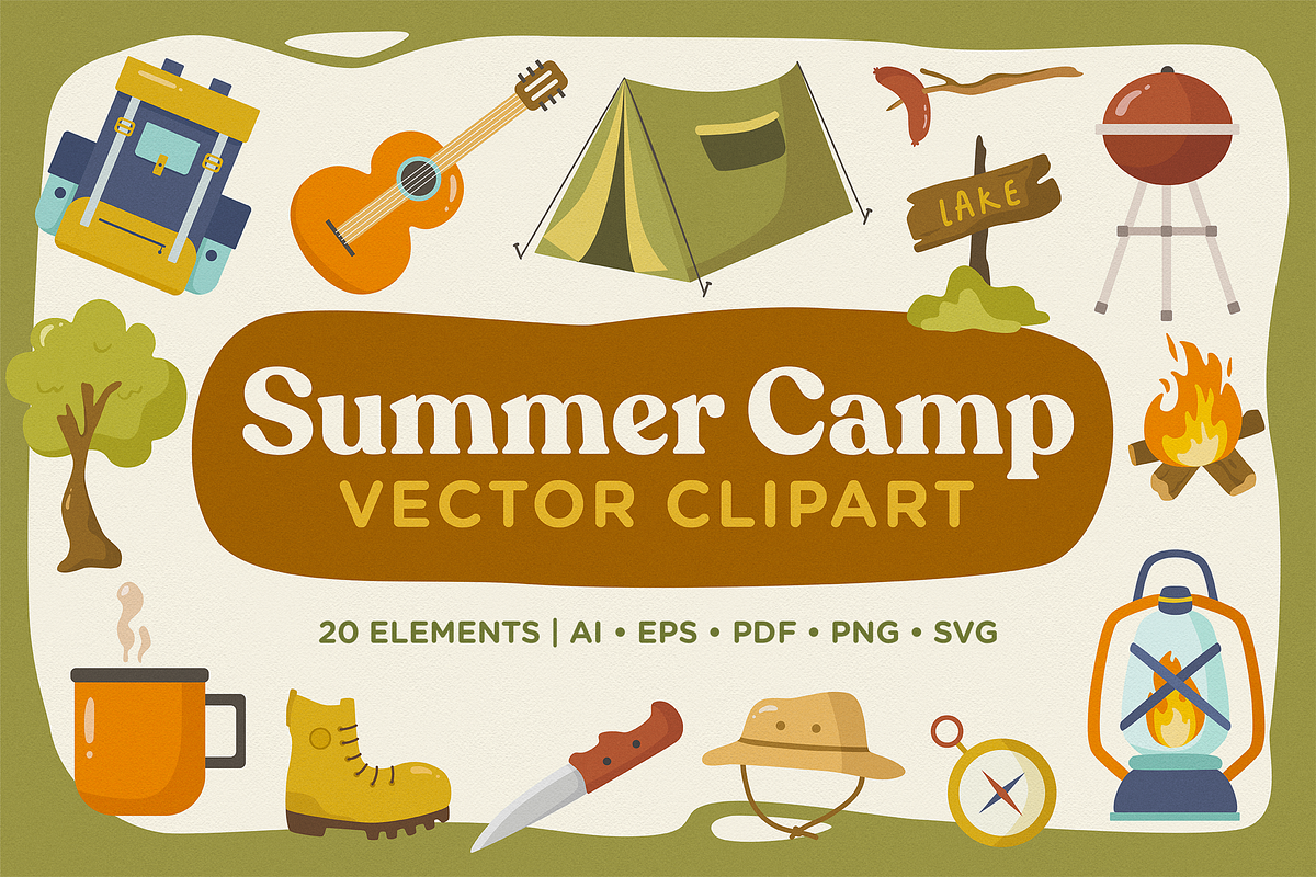 Summer Camp Vector Clipart Pack, a Decorative Illustration by Telllu & Friends (Photo 1 of 5)