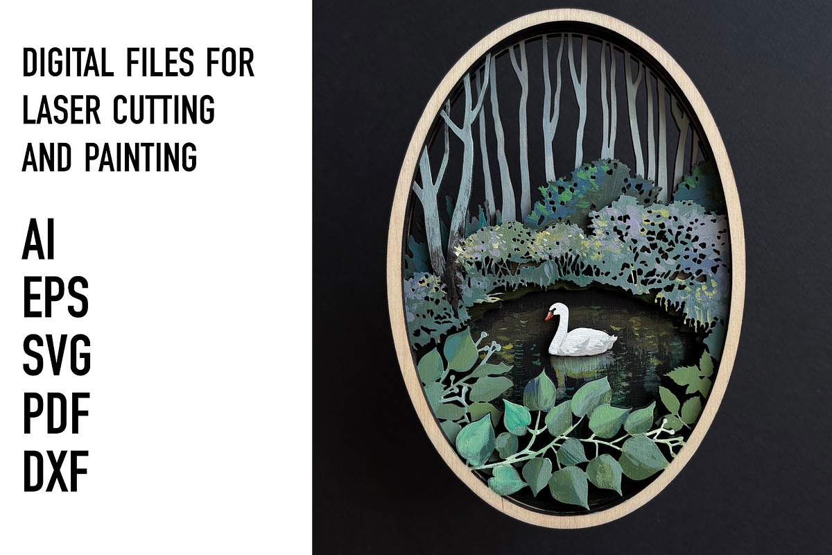 Layered Swan Forest SVG File, an Object Graphic by HelloWood (Photo 1 of 4)