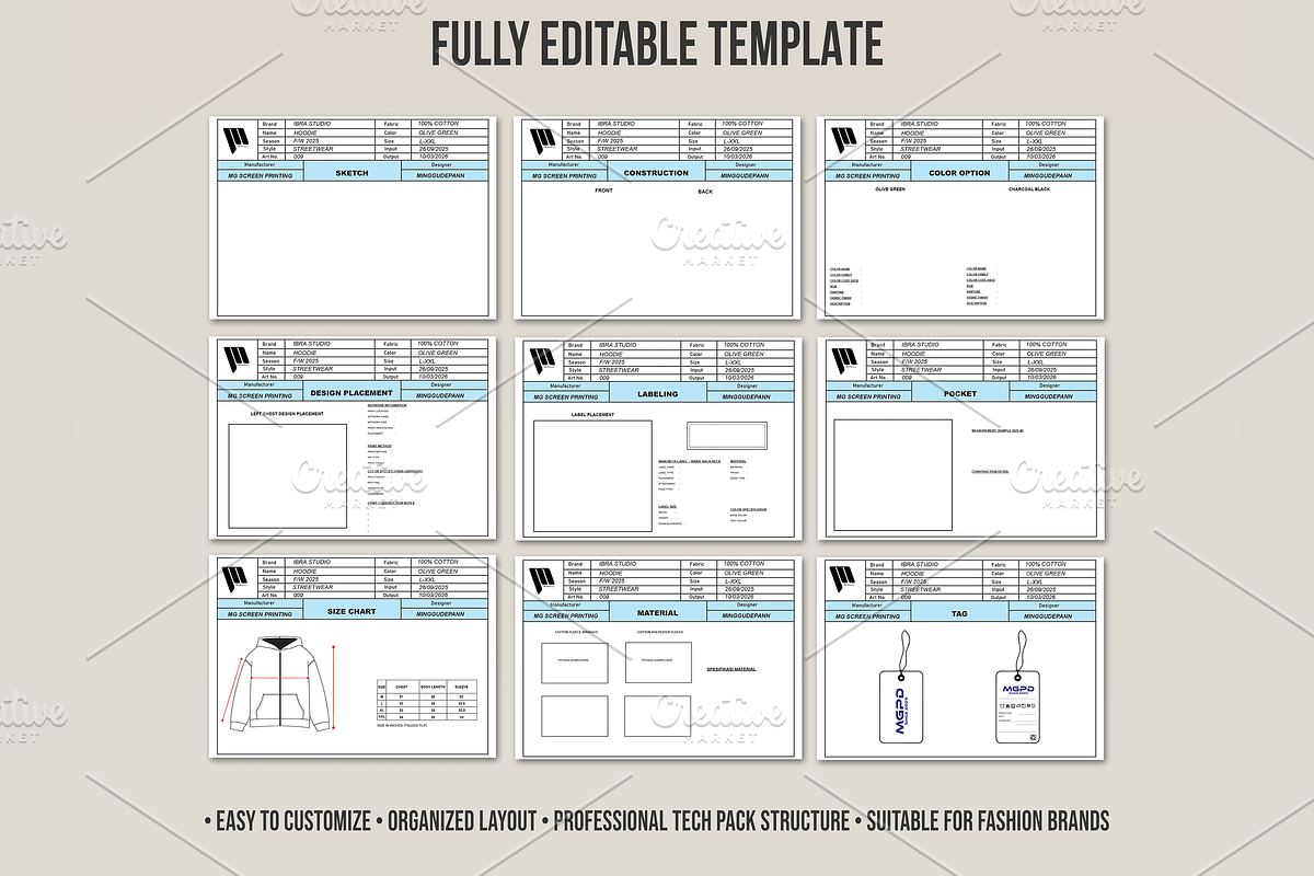 Streetwear Hoodie Tech Pack Template, a Presentation Template by std.badboy (Photo 3 of 3)