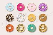 Donut Delight clip art illustrations, a Food Illustration by Katy Clemmans (Thumbnail 2 of 5)