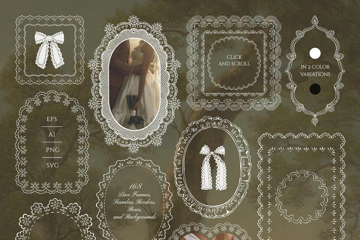 Vector Lace Frames & Vintage Doilies, an Object Graphic by Berentine.art (Photo 6 of 15)