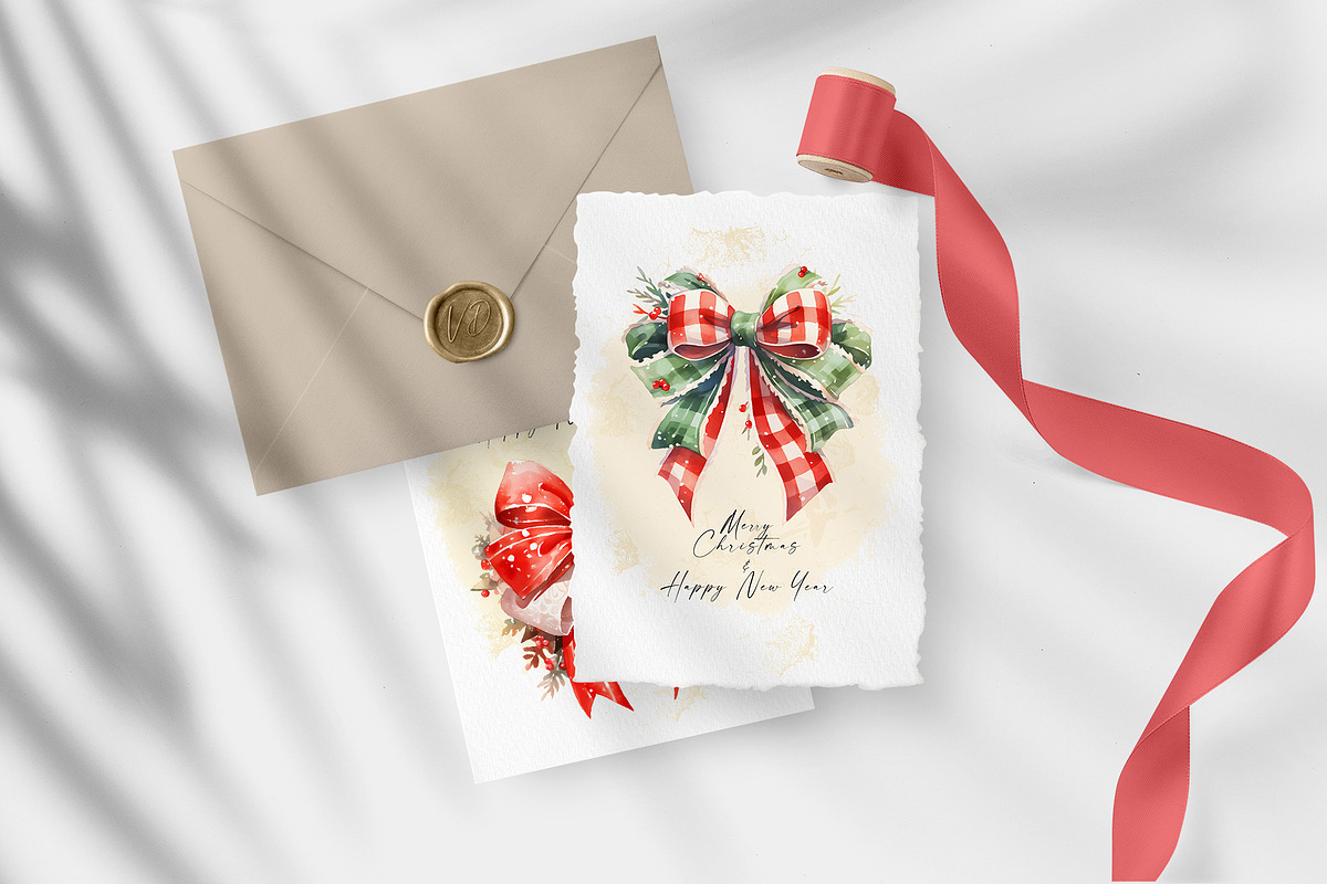 Christmas Decorative Bows Clipart, a Decorative Illustration by Vasmila (Photo 2 of 6)