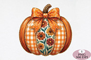 Preppy Floral Fall Pumpkin Png, an Illustration by Daily.Designs (Thumbnail 1 of 5)