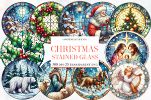 Christmas Round Stained Glass Clipar, an Illustration by Designworld