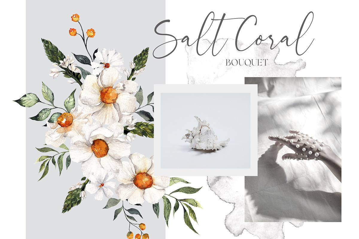 Salt Coral. Sea shell and flowers., an Object Illustration by ma_i_vi (Photo 6 of 12)