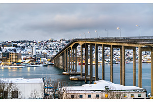Tromso Bridge in Norway in winter, an Architecture Photo by Leonid Andronov
