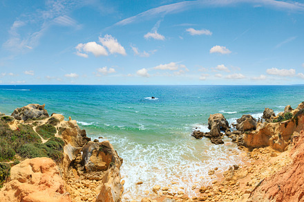 Summer Atlantic rocky coast view (Albufeira outskirts, Algarve,, a Nature Photo by YuriyB