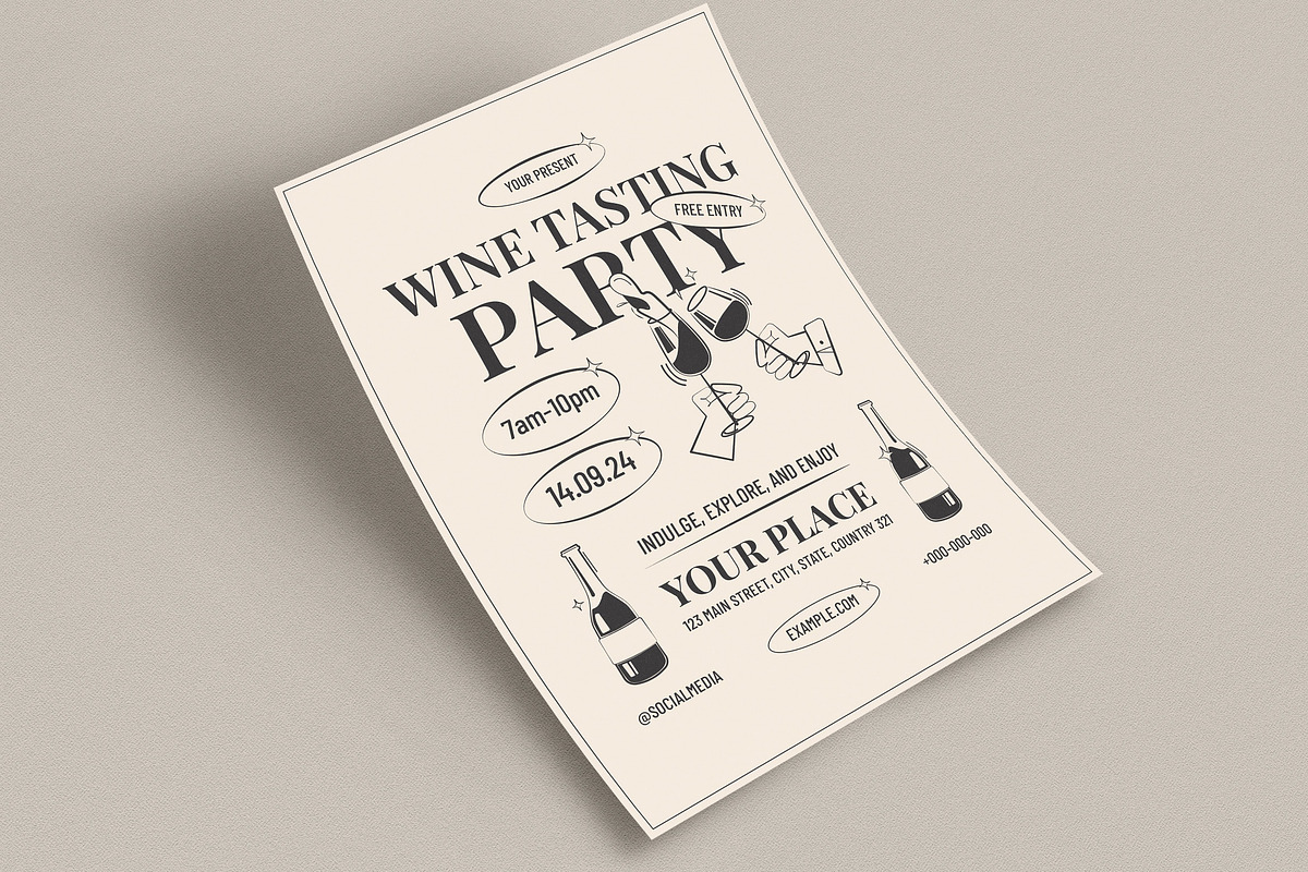 Retro Wine Tasting Event Flyer, a Flyer Template by Guuver (Photo 2 of 3)