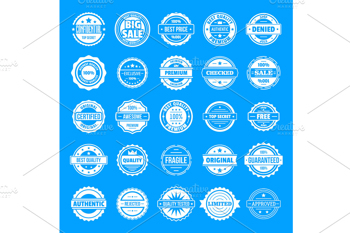 Vintage badges and labels icons set, an Illustration by Ylivdesign