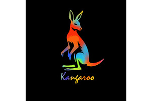 Kangaroo colored object on a black, an Animal Illustration by Nenahliadava Design